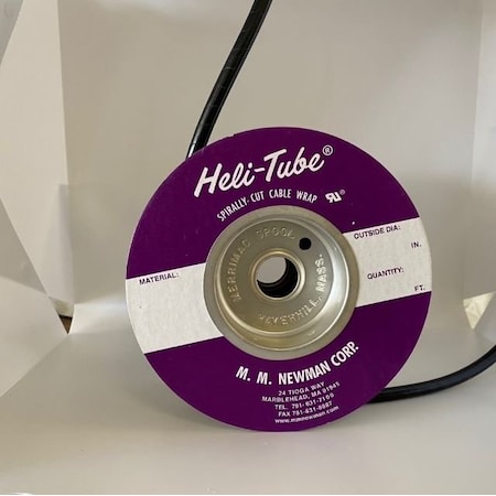 Heli-Tube Forward Cut Cable Sleeve, 0.271 in Inside Dia., 3/8 in to 4 in Max Bundle Dia., 100 ft, Black HT 3/8 UR-100